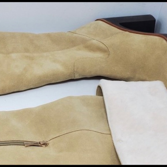 Kate Spade Gabry convertible fur trim over the knee boots Beige 6.5 - Picture 2 of 9